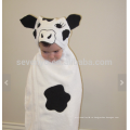 Корова полотенце с капюшоном - белая корова с черными пятнами, уши и хвост, 100% хлопок, супер мягкий
